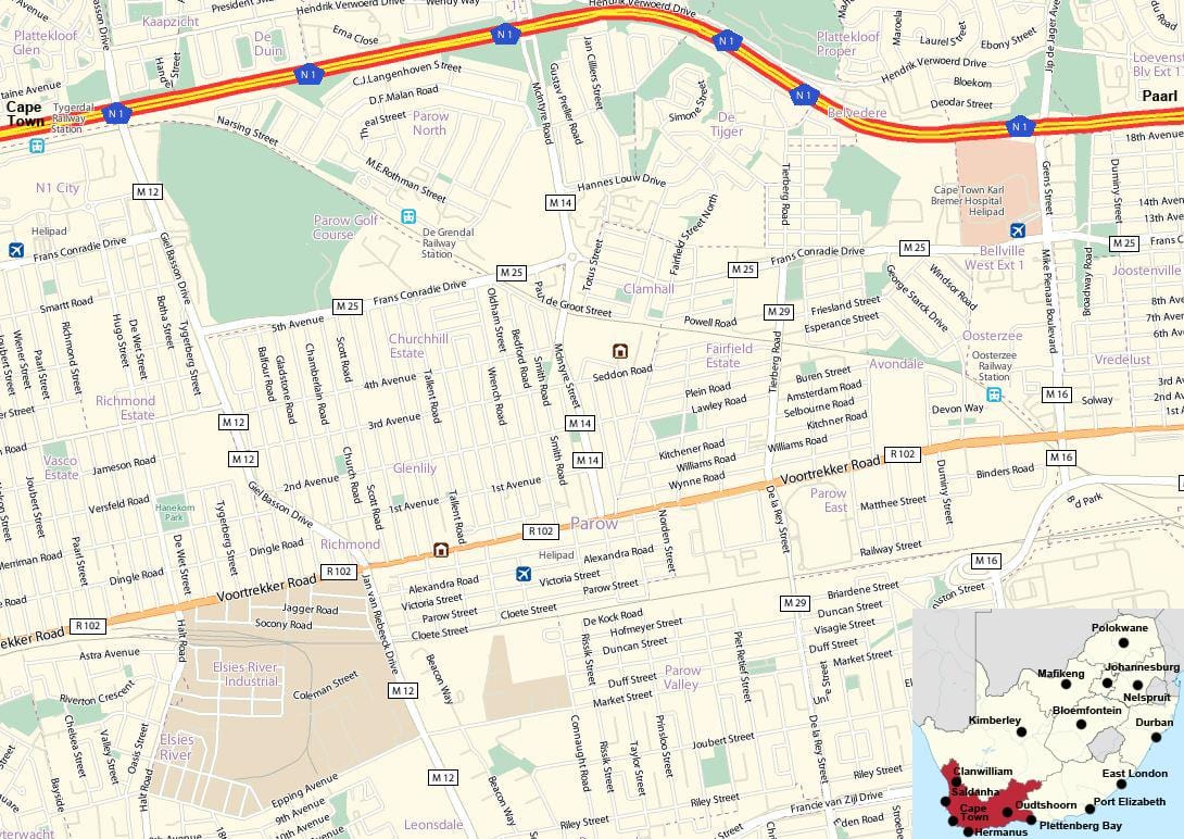 карта парове Кейптаун