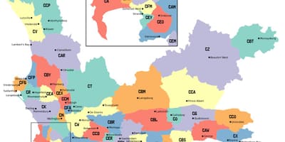 Карта Западный Кейп пригороде